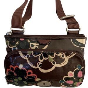 🦋FOSSIL "Key Per" hand painted Mixed Media Handpainted crossbody Bag
- EUC